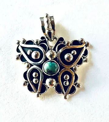 Navajo Sterling Silver & Turquoise Pendant/Necklace #2 By Lorena Nez • $149