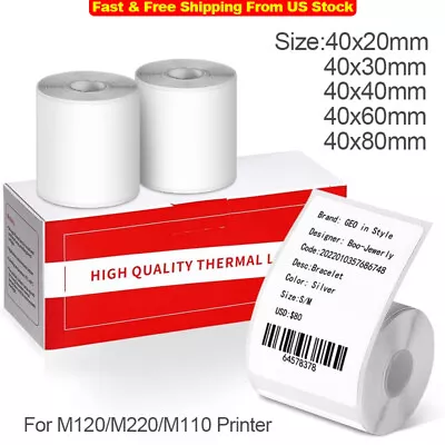 40mm Sticker Label Self-Adhesive Thermal Paper For Phomemo M110/M200 Printer US • $6.50