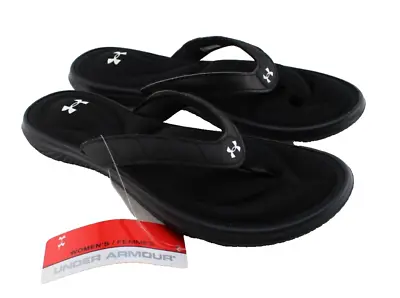 New UNDER ARMOUR Size 11 Marbella VII Black/White Logo Flip Flop Women's Sandals • $32.99