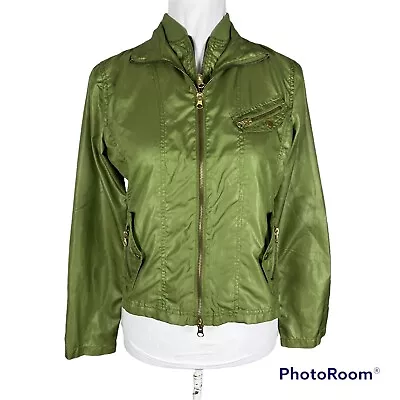 Paparazzi By Biz Size S Chartreuse Green Nylon Moto Jacket Full Zip • $29.99