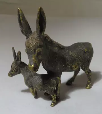 Vintage Vienna Bronze Cold Painted Donkey Mom & Baby Miniature Figurine • $93.33