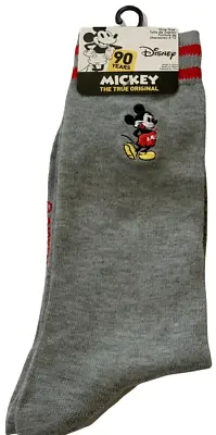 Disney Mickey Mouse Mens Dress Casual Novelty Crew Socks Gray/Red Shoe Size 6-12 • $9.06