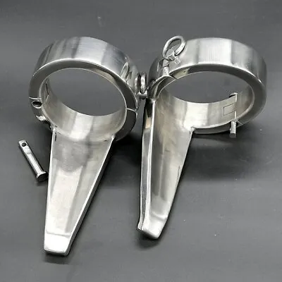 Stainless Steel Heavy Metal Ankle Shackles Fetters Cuffs Tongue High Heel New • $331.56