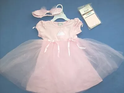 Girl 24 M Nwt ~first Wish~ Pink Dressy Cupcake Party Dress Headband Tights Panty • $19.95