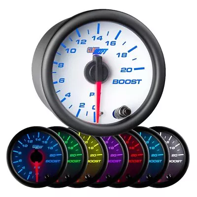 GlowShift White 7 Color 20 PSI Boost Only Gauge Kit - 52mm 2-1/16  • $48.99