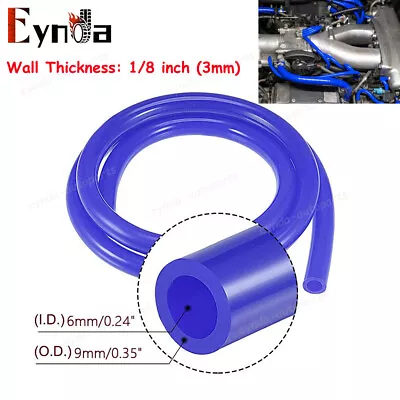 10FT Universal 6MM 1/4  Vacuum Air Silicone Hose Line Tube 3mm Thickness Blue • $10.79