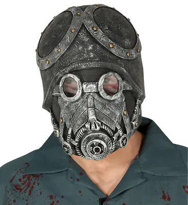 Adult Latex Gas Mask & Helmet Future Soldier Overhead WW2 Space Halloween NEW • £11.99