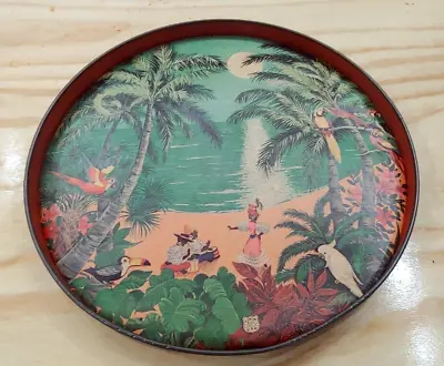 Vintage J. CHEIN & Co. Tropical Lithograph 21  Diameter Toy Bass Drum Front • $299.95