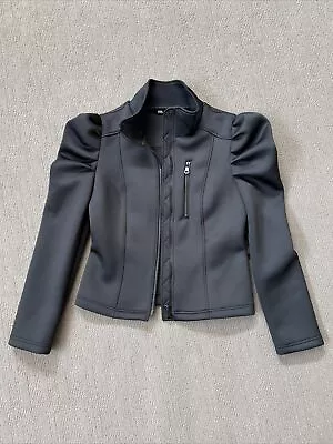 Zara Black Neoprene Effect Jacket Womens Size 10 AU Medium US B1 • $25