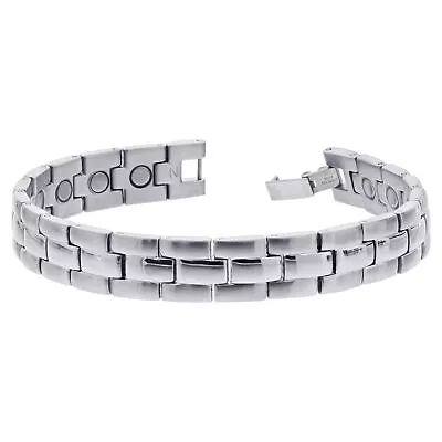 Magnetic Therapy 12mm Mens Stainless Steel 8.5 Inch Link Bracelet • $26.99