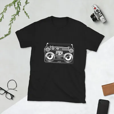 Boombox Vintage 80s Retro Music Hip Hop Rap Black Short-Sleeve Unisex T-Shirt • $23.99