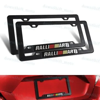 2 PC RALLIART Car Emblem W/ABS License Plate Tag Frame For Mitsubishi Lancer EVO • $12.55