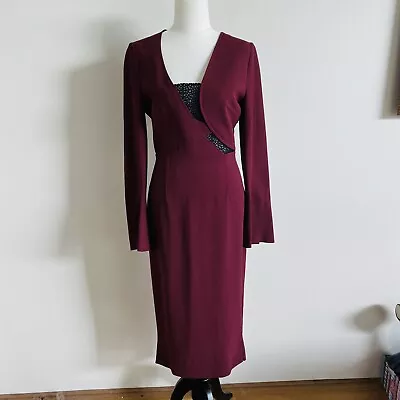 Roland Mouret For NET-A-PORTER Size 10 (AU) Burgundy Wine Pencil Dress • $395