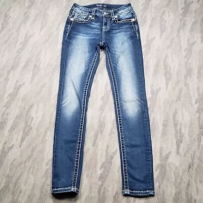 Miss Me Jeans Womens 25 Blue Mid Rise Skinny Medium Wash Stretch • $24.99