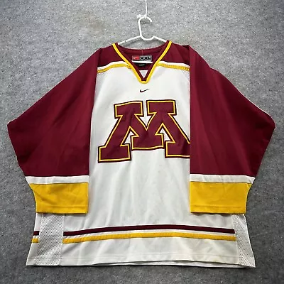VTG Minnesota Golden Gophers Jersey Mens 2XL White Maroon Logo Hockey Nike 90s • $49.95