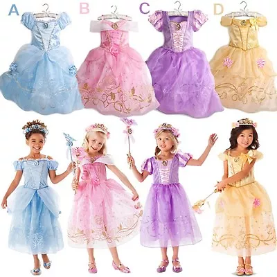 $20.66 • Buy Girl Fairytale Dress Costume Belle, Aurora, Rapunzel, Cinderella Size 2-10