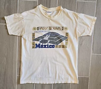 VTG King T-Shirt Graphic Print Mexico Piramide Del Sol Stained Thrashed Rare L • $22.99
