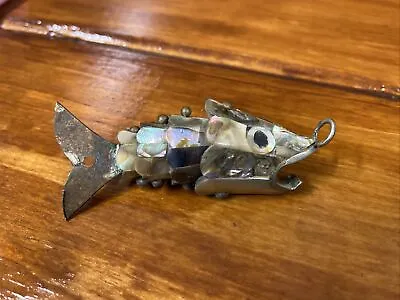 Vintage Mexican Abalone Mother Of Pearl Articulated Fish Bottle Opener 3-1/2” • $50