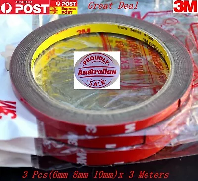 3 PCS (6MM 8MM 10MM) X 3M Double Sided Car Automotive 3M General Tape Sticky • $9.99