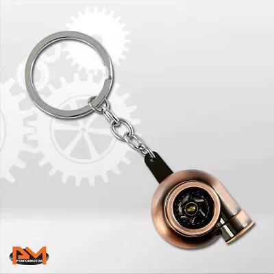 Spinning Turbo Charger Compressor Style Car Keychain Alloy Keyring Keyfob Copper • $6.59