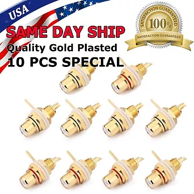 10 Pcs RCA Female Chassis Panel Mount Jack Socket Connector 24K Gold Plated USA • $7.89