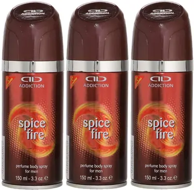 Addiction Deodorant Body Spray Spice Fire 150ml X 3 • £8.15