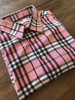 Vtg Burberry Brit Regular Fit 100% Cotton Shirt  Pink Plaid (m) $89 • $89.99