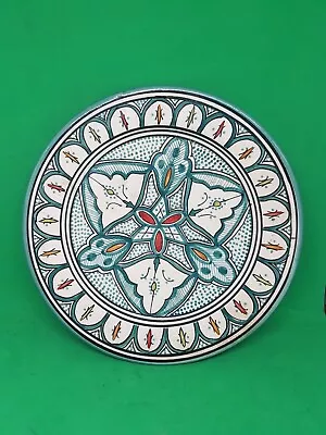 £25 • Buy Beautiful Moroccan Ceramic 10  Footed Plate / Wall Plate By SALAH Pottery, Safi.