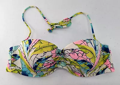 Victoria's Secret Swim Top Women's 36B Multicolor Floral Bandeau Halter Ruche • $16.99