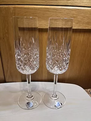 2 X Edinburgh Crystal Champagne Flutes Collectable Vintage Glass Good Condition • £19.95
