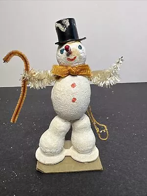 Vintage Mica Spun Cotton Chenille Snowman Christmas Figure Japan • $0.99