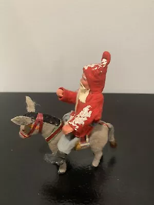Antique Clay/Composition Belsnickle Santa Ride Felt German Donkey Harness/Saddle • $249.95