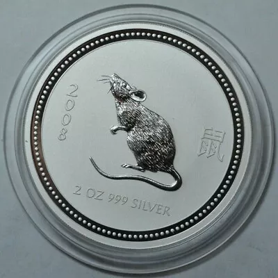 2008 2 Oz 999 Silver 2 Dollars Series I Australian Lunar Year Of The Mouse Rat. • $249.99