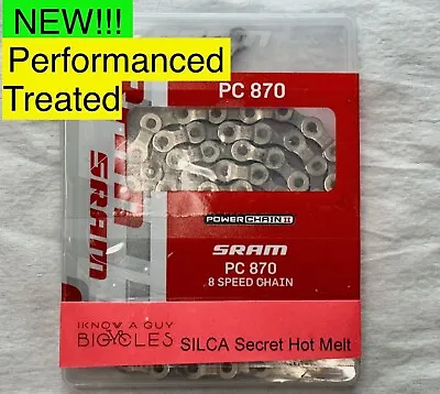 NEW! SRAM PC–870 6/7/8 Speed Chain Silver/Gray – Silca Super Secret WAXED • $39.99