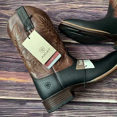 Ariat Rawly Ultra Square Toe Boots | Dark Soil Burnt Black — Men’s Size 9 D • $150