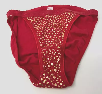 Victoria's Secret Vintage 100% Cotton Signature String Bikini Panties Red Small • $25