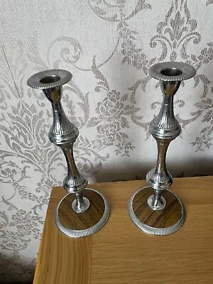 VINTAGE IANTHE SILVER PLATED Pair Of CANDLESTICKS 9.5 Inch/collectables/England • £20