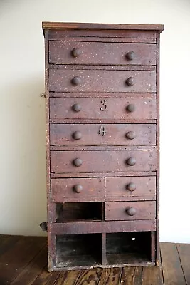 Vintage Apothecary Cabinet Wood Drawers Hardware Nut Bolt Bin Storage Tool Box • $389.99