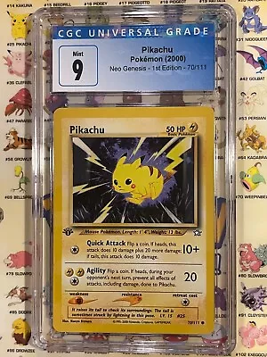 Pikachu 1st Edition - Neo Genesis  70/111 - CGC 9 - Graded Mint Pokemon 2000 • $25