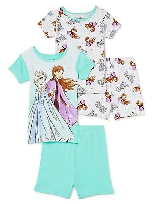 Pajama Girls Frozen Elsa Anna Cotton Short Sleeve Kids 2 Set Pack • $17.99
