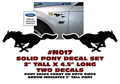 N017 Ford Mustang - 2  Tall Solid Pony Decal Set - Runs Forward On Both Sides • $9.95