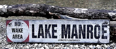 Personalized No Wake Area Lake House Sign - Rustic Hand Made Vintage Wood Sign • $129