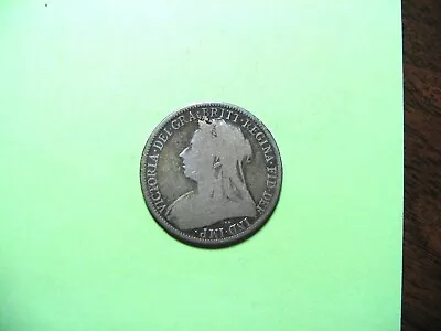 .925 Sterling Silver 1900 Florin/Two Shillings Queen Victoria  Veiled Head  • $11.75