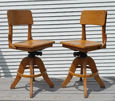 Antique Vintage Industrial Design Draftsman Hi Swivel Adjustable Chairs Decor Il • $899.99