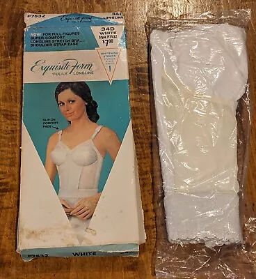 Vtg 1960's NIB Exquisite Form FUL-LY Longline Bullet Bra White 34D Style P7532 • $22.99