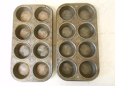 2 Vintage MCM ~ Bakerex Crown Ware Cupcake/ Muffin Tins • $19.99