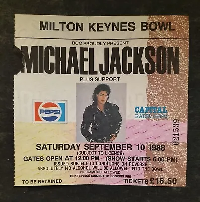 Michael Jackson Ticket Milton Keynes 10/09/88 Bad Tour • £12.50