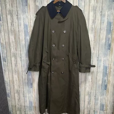 Ralph Lauren Trench Coat Double Breasted Mens 44L Military Green Removable Liner • $47.71