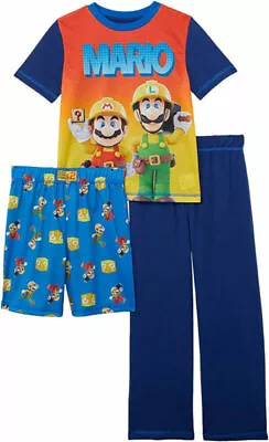 Super Mario Boys 3pc Pajama Pant Set Size 4/5 6/7 8 10/12 • $25.99