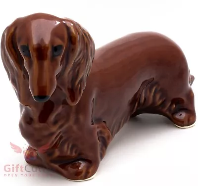 Porcelain Figurine Of The Long Haired Dachshund Dog • $32